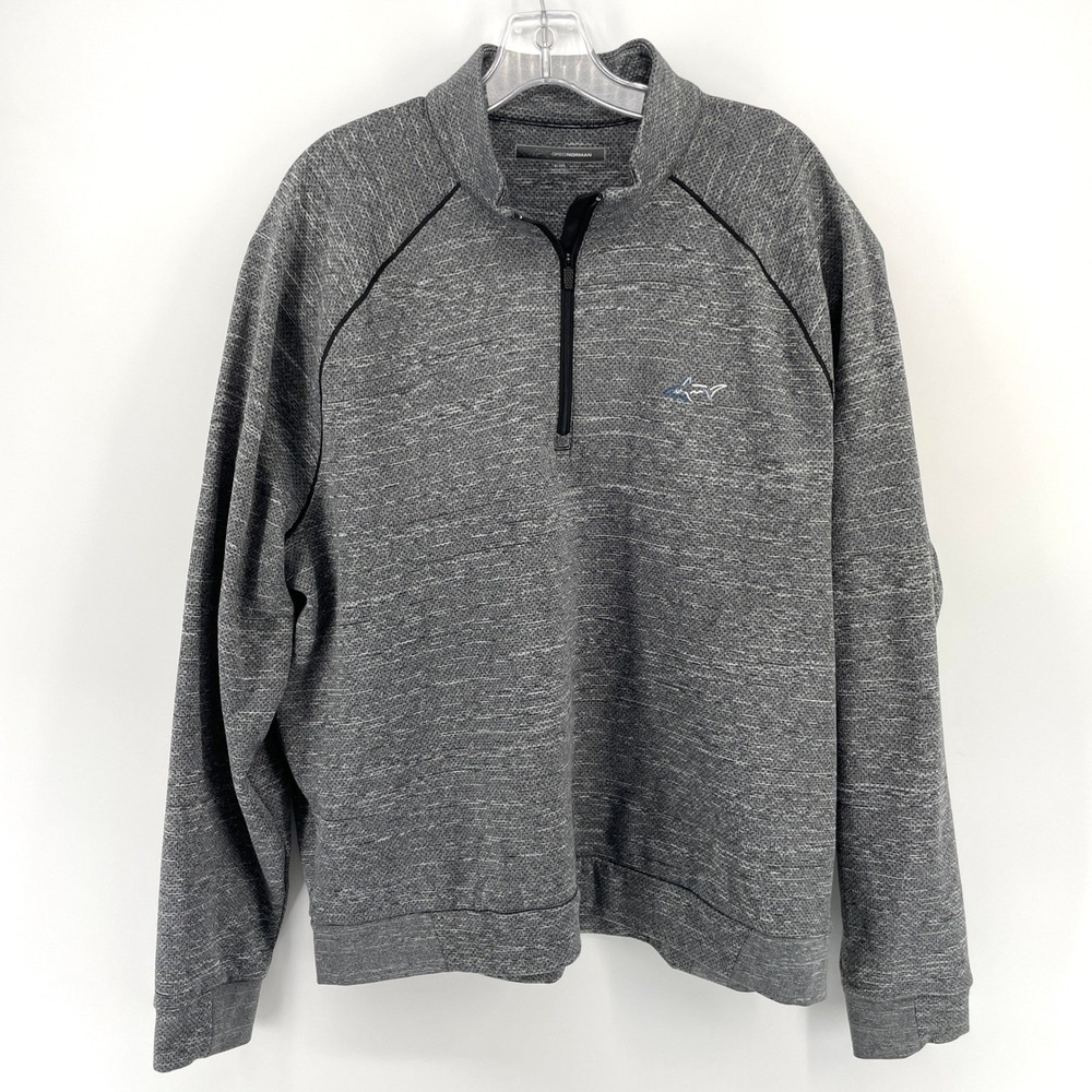 Greg Norman Mens XL Gray Heathered 1/4 Zip Mock Neck Golf Pullover Sweater
